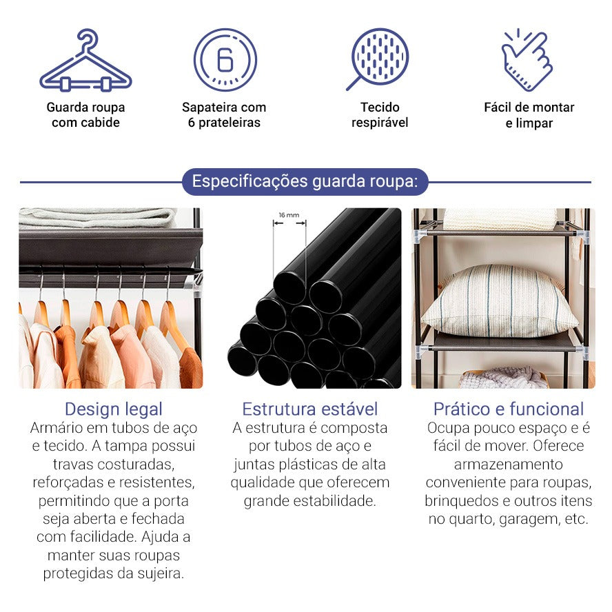 Guarda Roupa Dobrável Organizador Roupa Decoteam Guarda Roupa Dobrável Organizador Roupa Decoteam